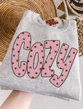 Cozy Pink Polka Dot Graphic Sweatshirt | Cute Cozy Crewneck | Trendy Fall Sweatshirt - Poppy & Vine