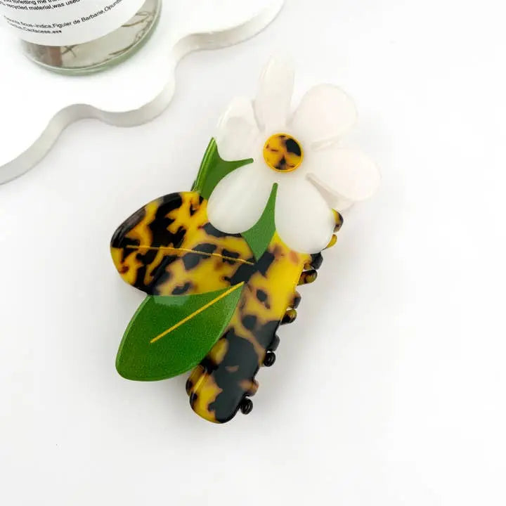 Creative Mini Daisy Floral Acetate Hair Claw Clip - Poppy & Vine