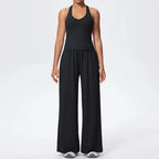 Cross-Back Halter Wide-Leg Lounge Set - Poppy & Vine