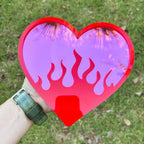 Burning Love Flame Heart Acrylic Wall Mirror