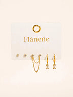 Roussa 18K Gold Non-Tarnish Chain Earring Set