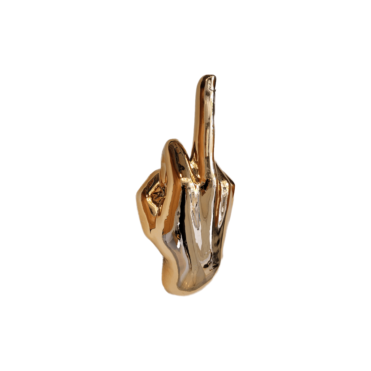 Dark Gold Middle Finger Wall Mount Sculpture | Bronze Hand Wall Art | 8.5" Tall - Poppy & Vine