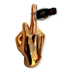 Dark Gold Middle Finger Wall Mount Sculpture | Bronze Hand Wall Art | 8.5" Tall - Poppy & Vine