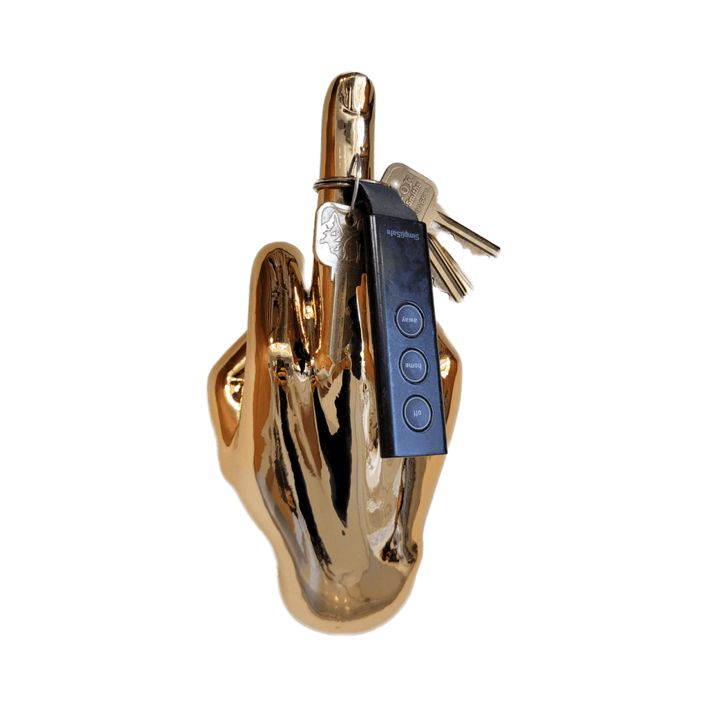 Dark Gold Middle Finger Wall Mount Sculpture | Bronze Hand Wall Art | 8.5" Tall - Poppy & Vine