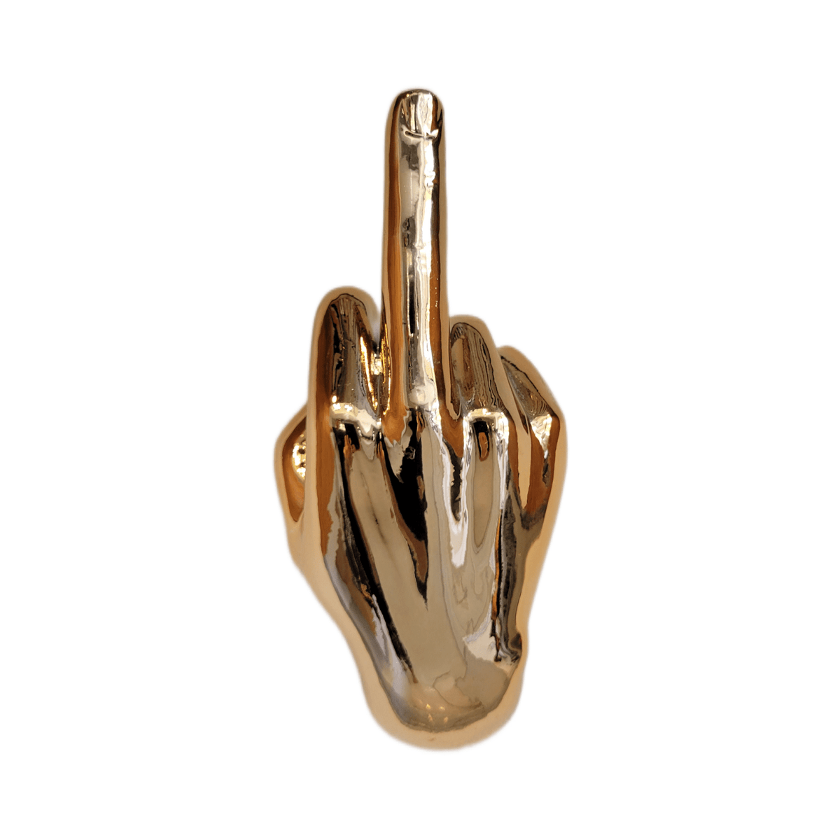 Dark Gold Middle Finger Wall Mount Sculpture | Bronze Hand Wall Art | 8.5" Tall - Poppy & Vine