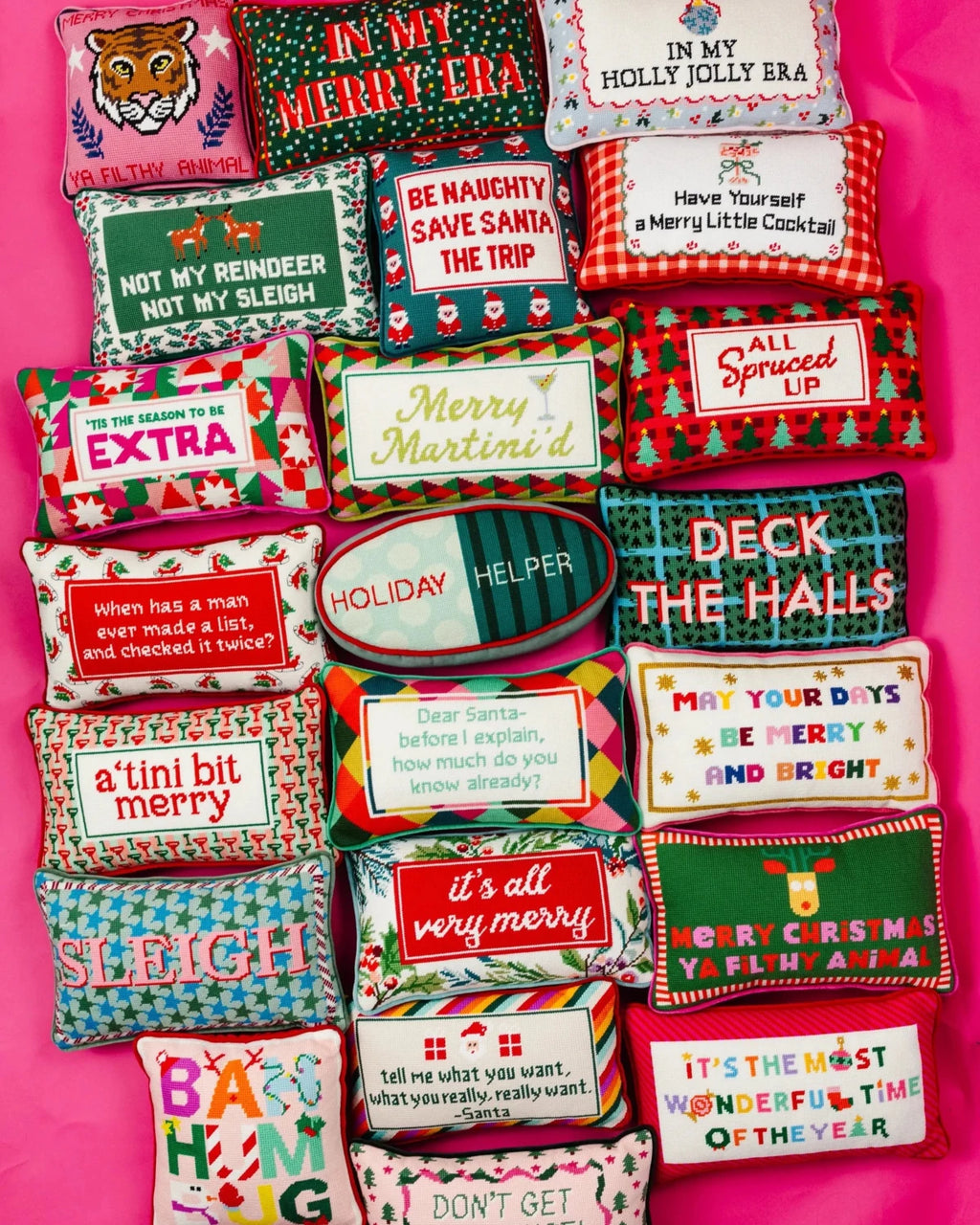 Deck the Halls Needlepoint Pillow - Poppy & Vine