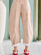Deer Print Balloon Leg Jeans - Beige - Poppy & Vine