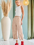 Deer Print Balloon Leg Jeans - Beige - Poppy & Vine