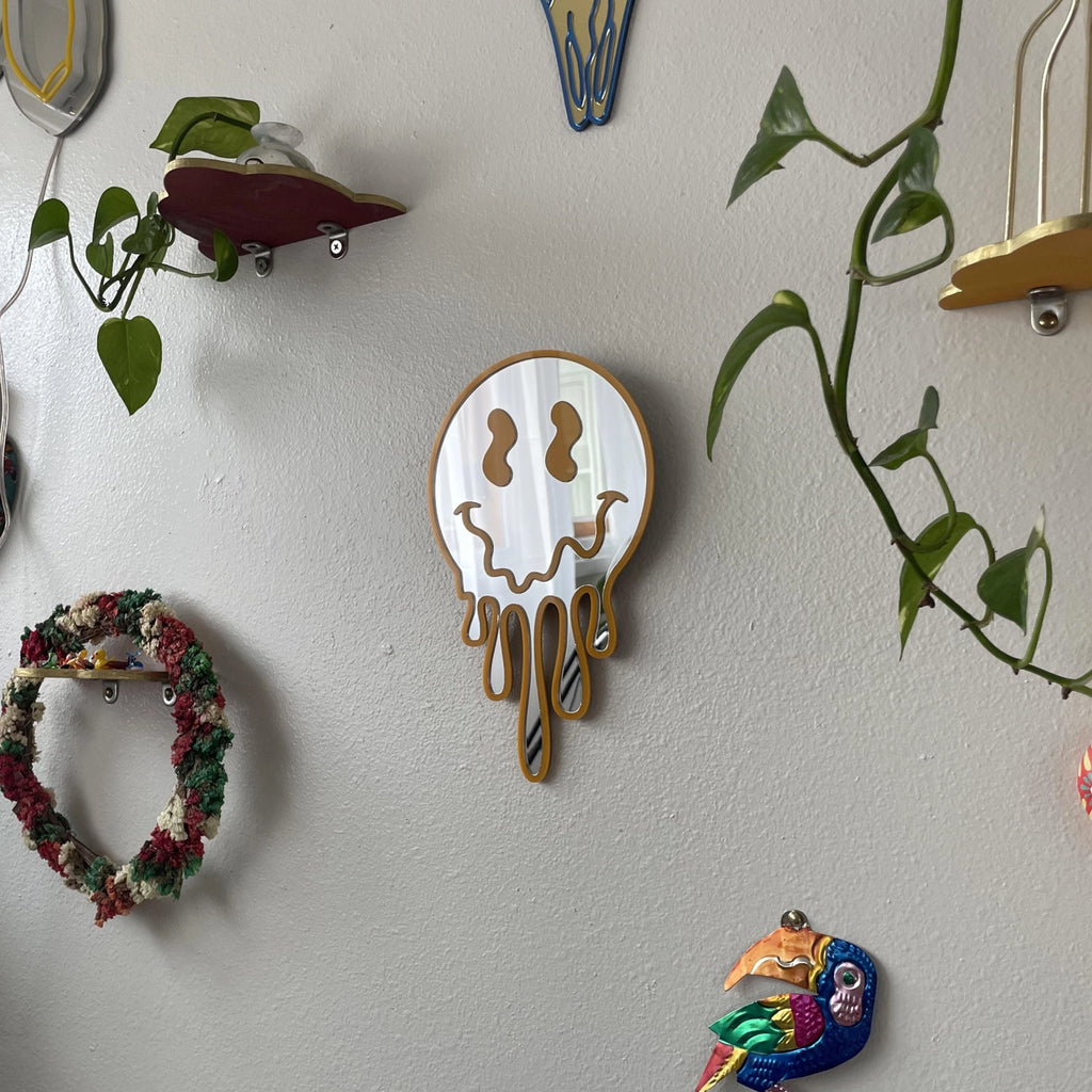 Melting Smiley Silver Acrylic Wall Mirror