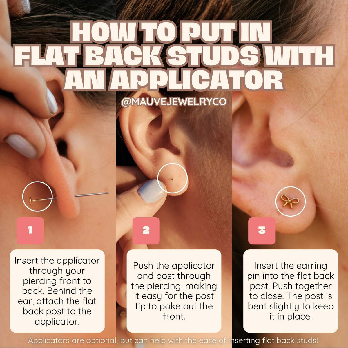 Diamond Flat Back Studs - Poppy & Vine