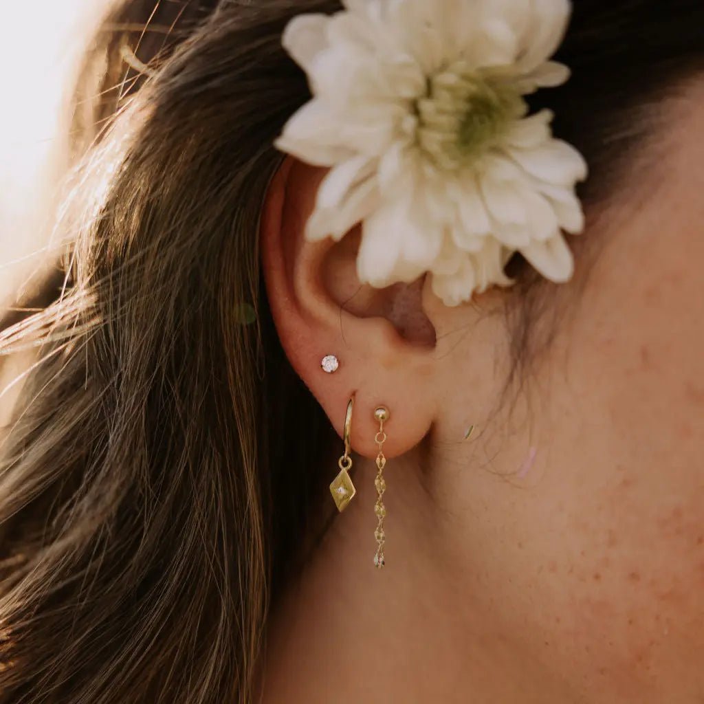Diamond Flat Back Studs - Poppy & Vine