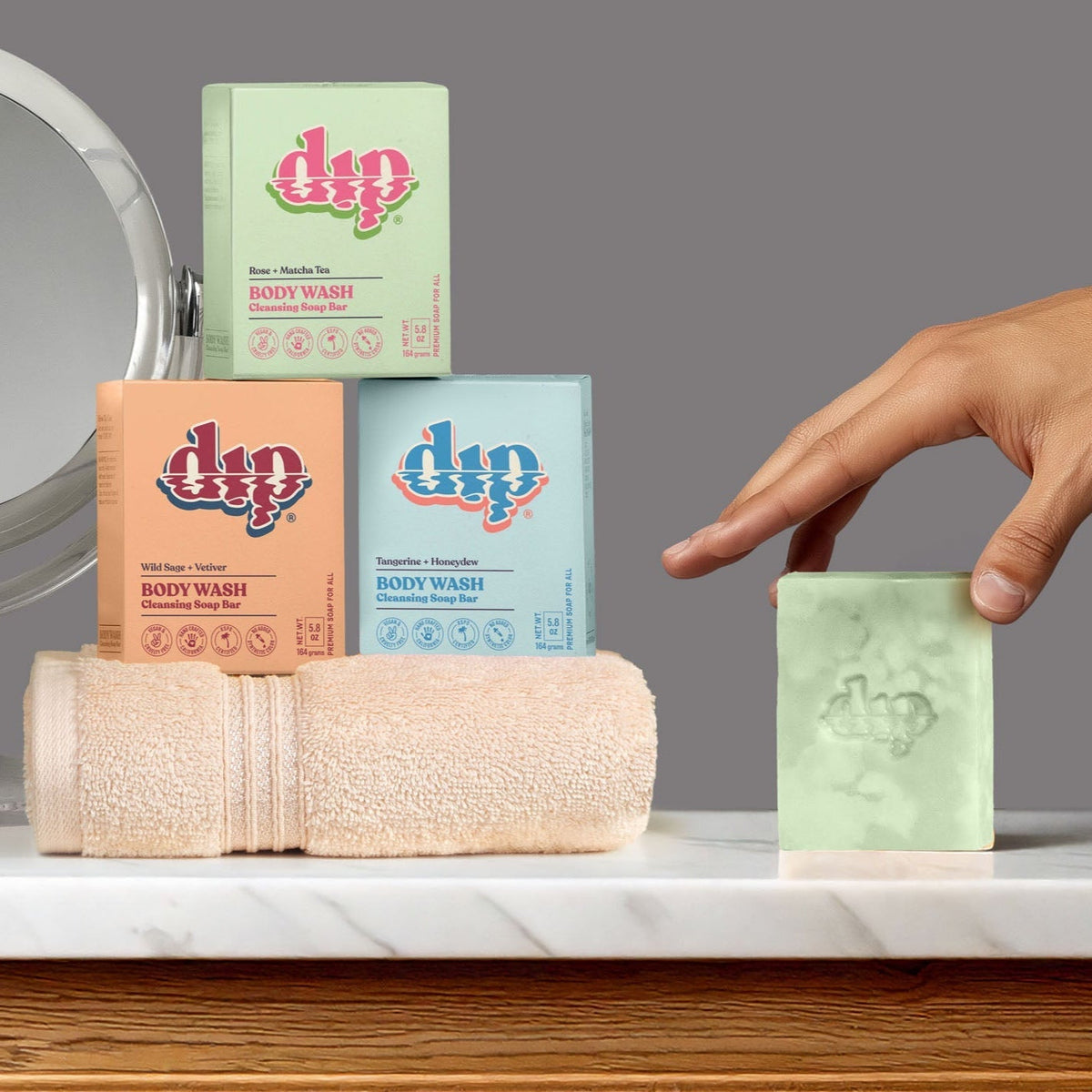 Dip Body Wash Cleansing Soap Bar - Rose & Matcha Tea - Poppy & Vine