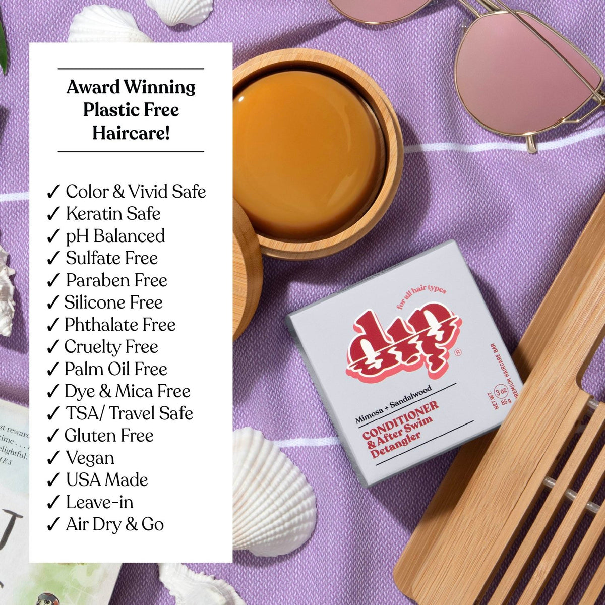 Dip Conditioner Bar & After Swim Detangler - Mimosa & Sandalwood - Poppy & Vine