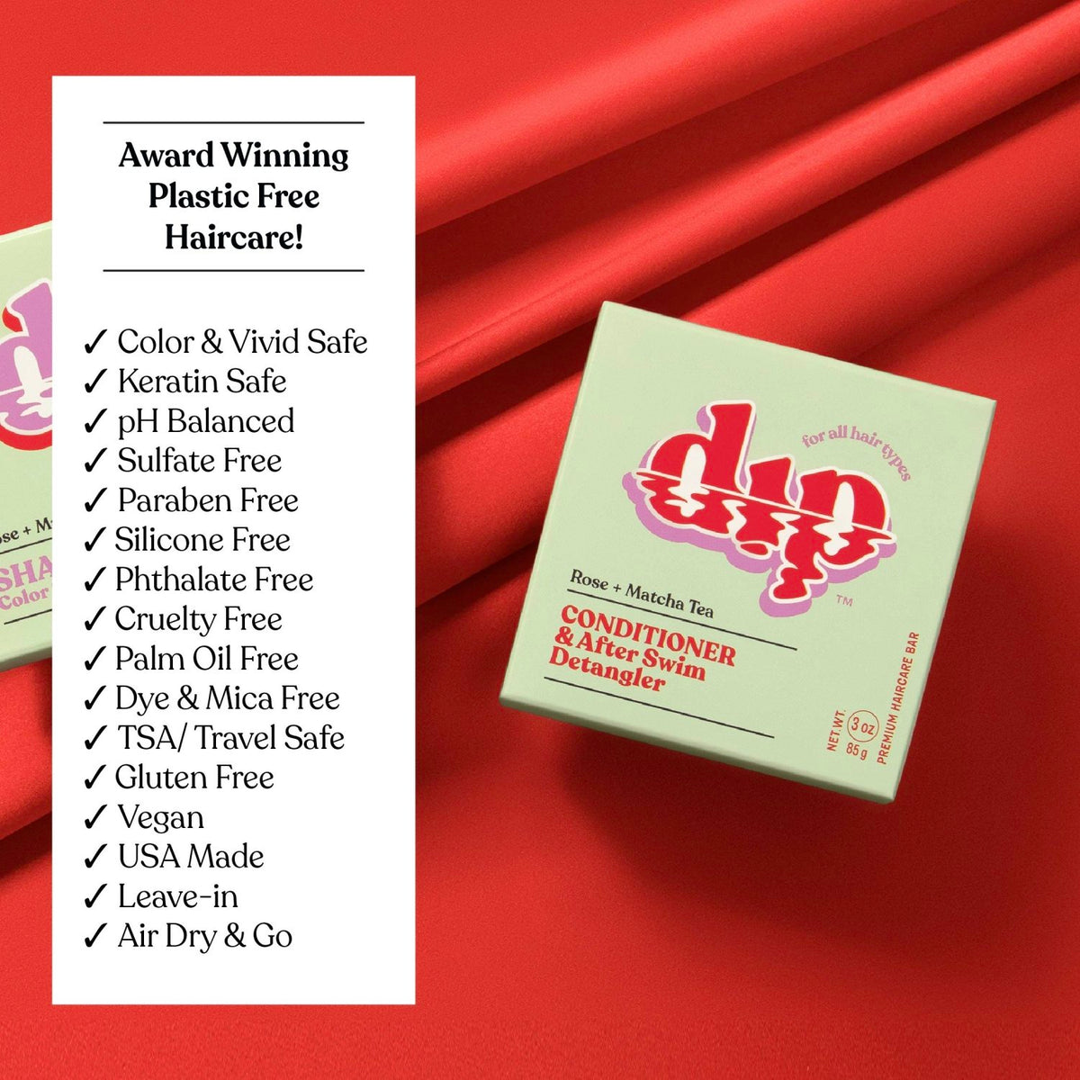Dip Conditioner Bar & After Swim Detangler - Rose & Matcha Tea - Poppy & Vine