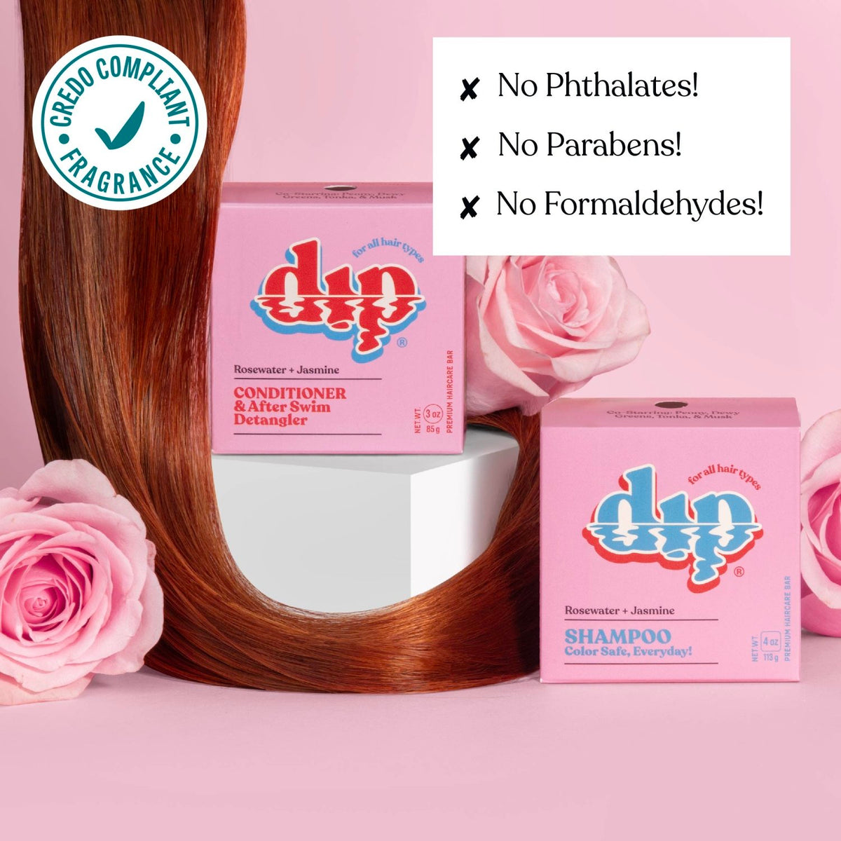 Dip Conditioner Bar & After Swim Detangler - Rosewater & Jasmine - Poppy & Vine