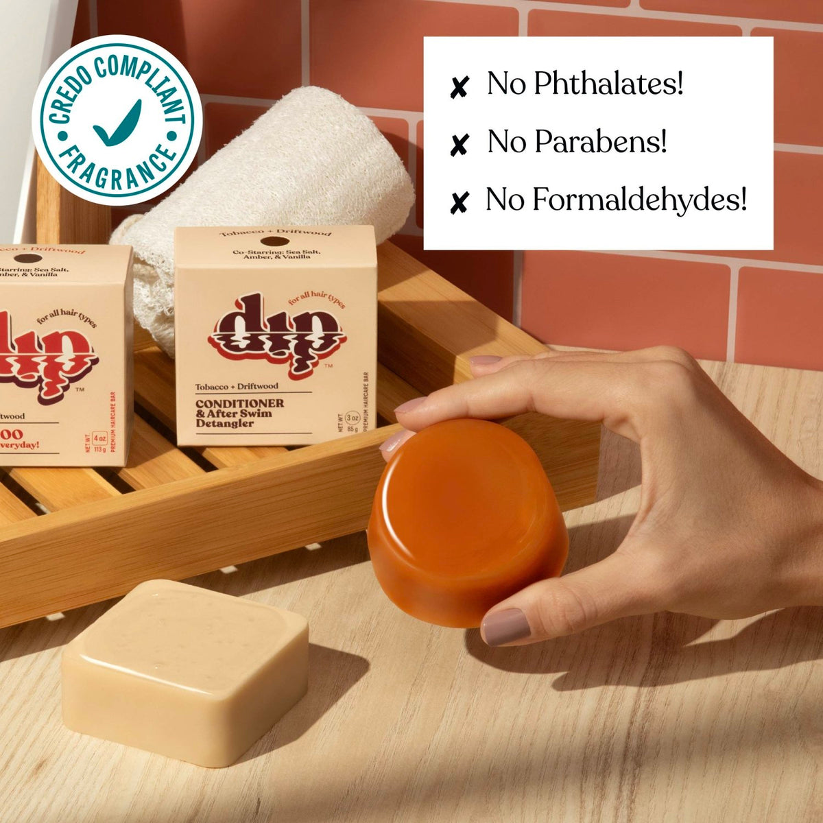 Dip Conditioner Bar & After Swim Detangler - Tobacco & Driftwood - Poppy & Vine