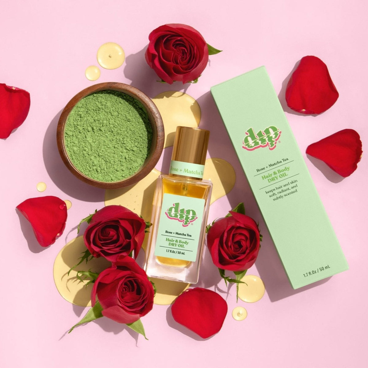 Dip Hair & Body Dry Oil - Rose & Matcha Tea - Poppy & Vine