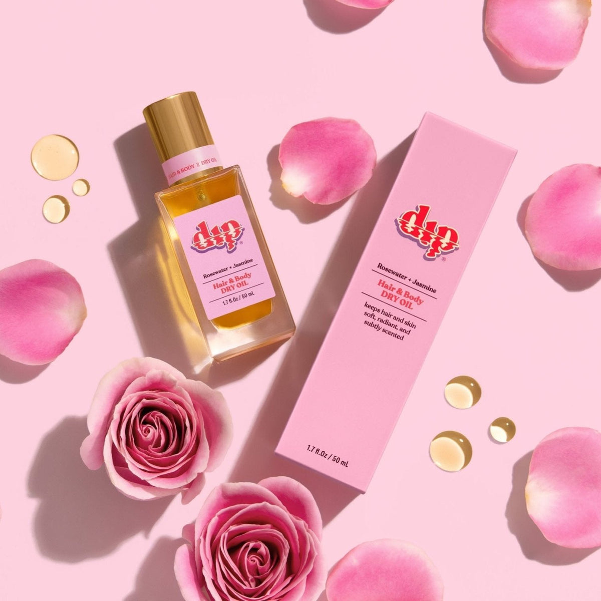 Dip Hair & Body Dry Oil - Rosewater & Jasmine - Poppy & Vine