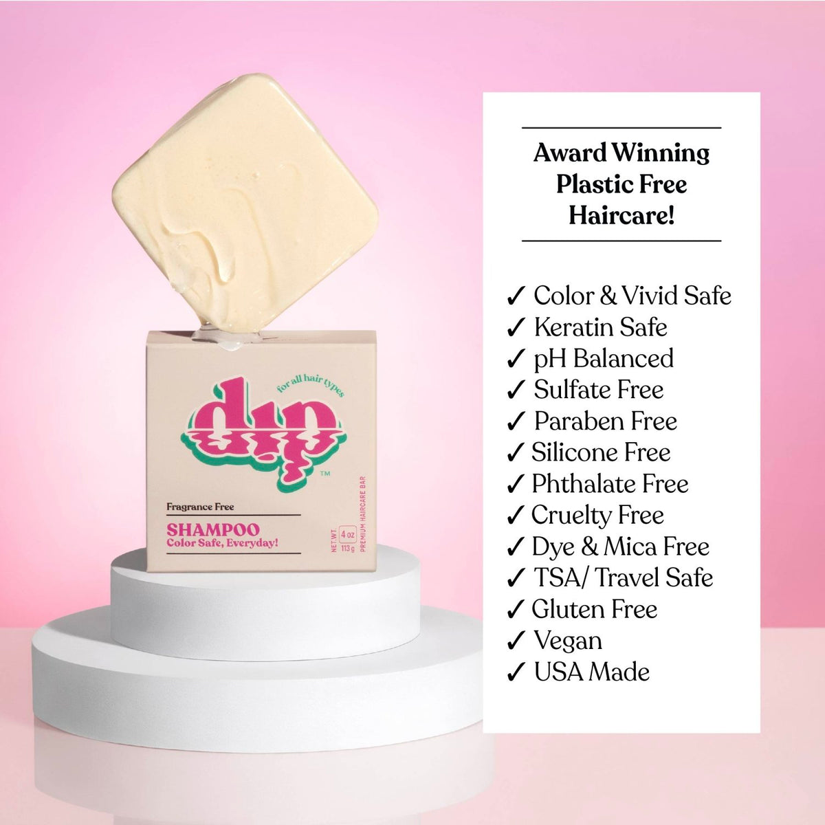 Dip Shampoo Bar: Color Safe, Everyday - Fragrance Free - Poppy & Vine