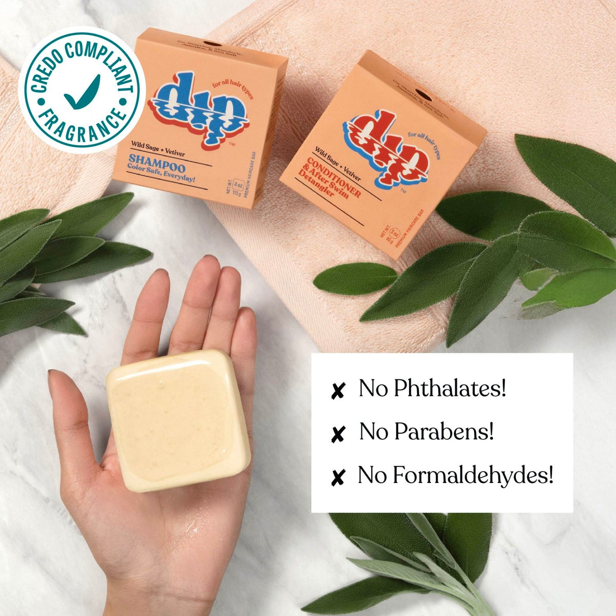 Dip Shampoo Bar: Color Safe, Everyday - Wild Sage & Vetiver - Poppy & Vine