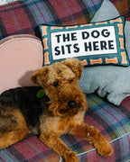 Dog Sits Here Needlepoint Pillow - Poppy & Vine