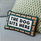 Dog Sits Here Needlepoint Pillow - Poppy & Vine