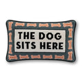 Dog Sits Here Needlepoint Pillow - Poppy & Vine