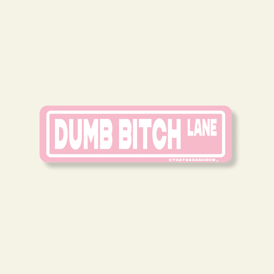 Dumb Bitch Lane Sign Sticker - Poppy & Vine