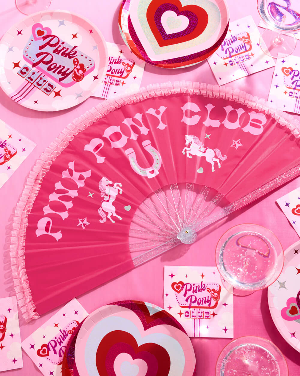 Pink Pony Club Glitter Folding Fan