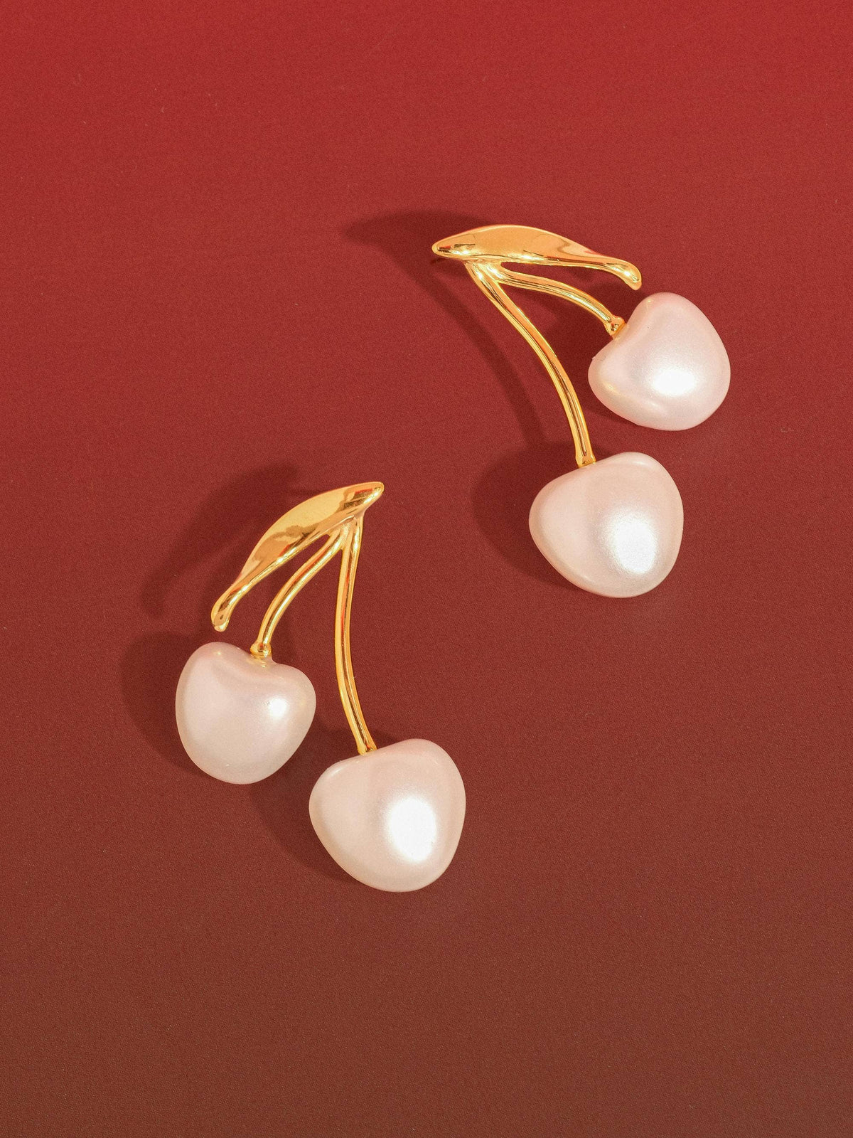 Chérie Large Pearl Cherry Earrings - White