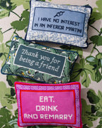 Eat Drink Remarry Needlepoint Pillow - Poppy & Vine