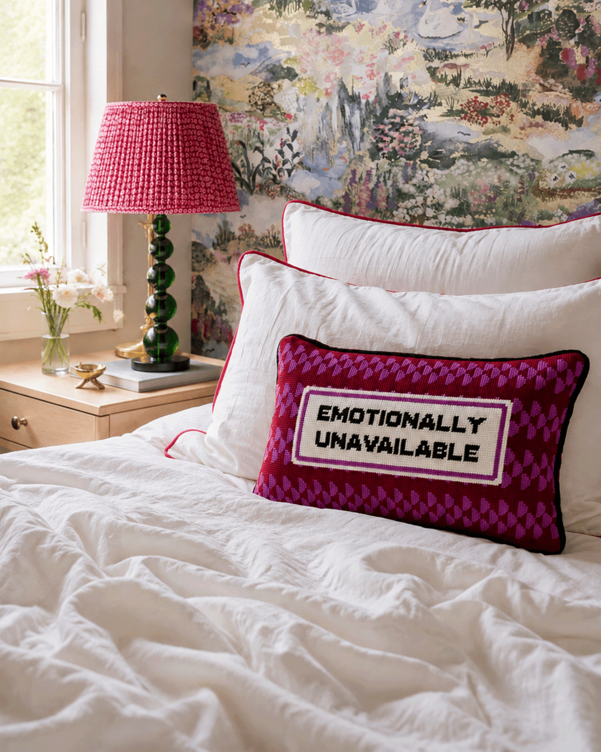 Emotionally Unavailable Needlepoint Pillow - Poppy & Vine