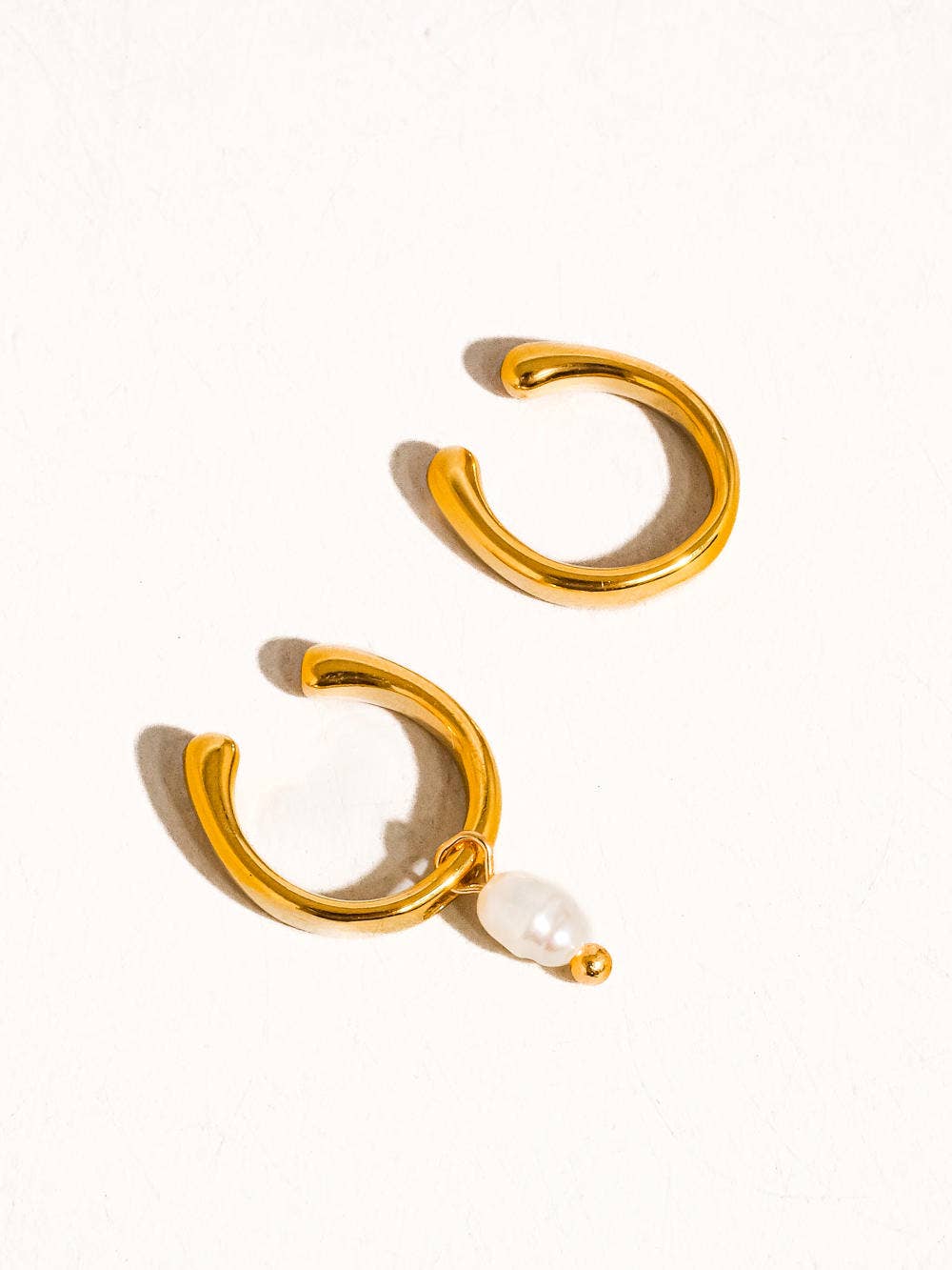 Talon Pearl Hoop Ear Cuff - Yellow Gold