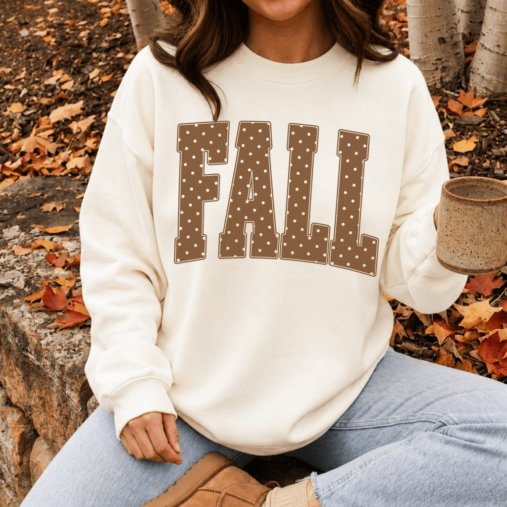 Fall Polka Dot Crewneck Sweatshirt | Cozy Autumn Graphic Sweatshirt - Poppy & Vine