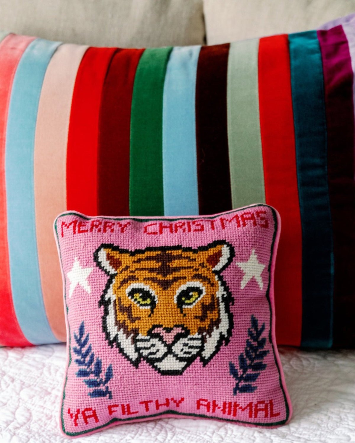 Filthy Animal Needlepoint Pillow - Poppy & Vine