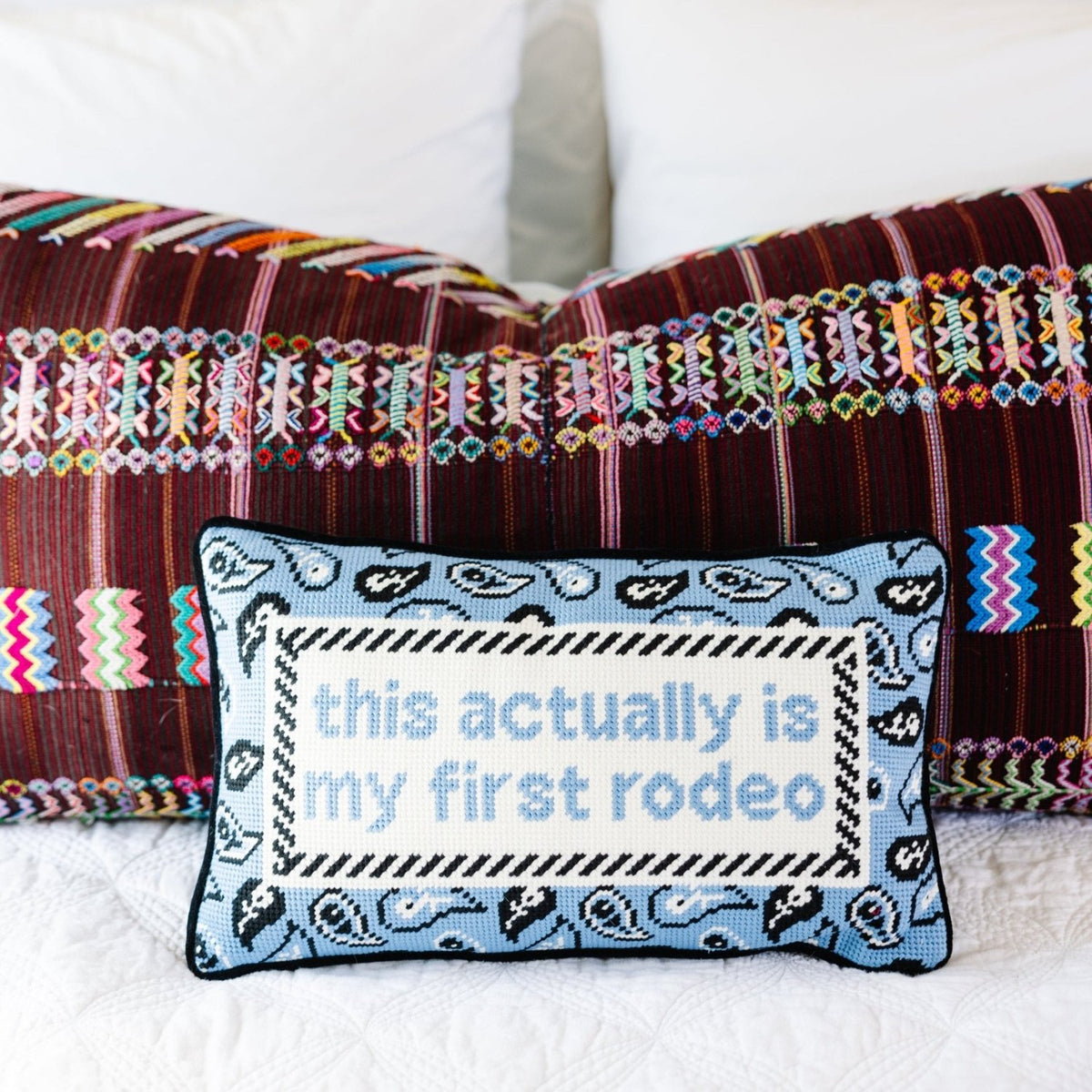 First Rodeo Needlepoint Pillow - Poppy & Vine