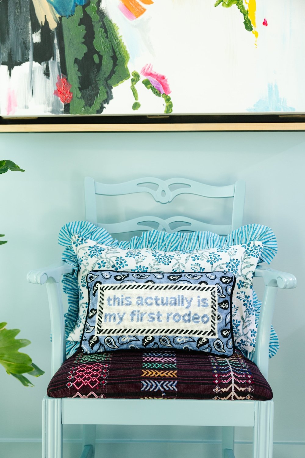 First Rodeo Needlepoint Pillow - Poppy & Vine