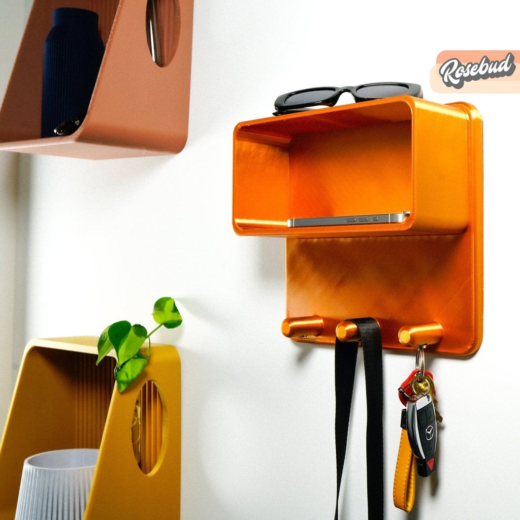Floating Wall Shelf, Magnetic Key Holder - Poppy & Vine
