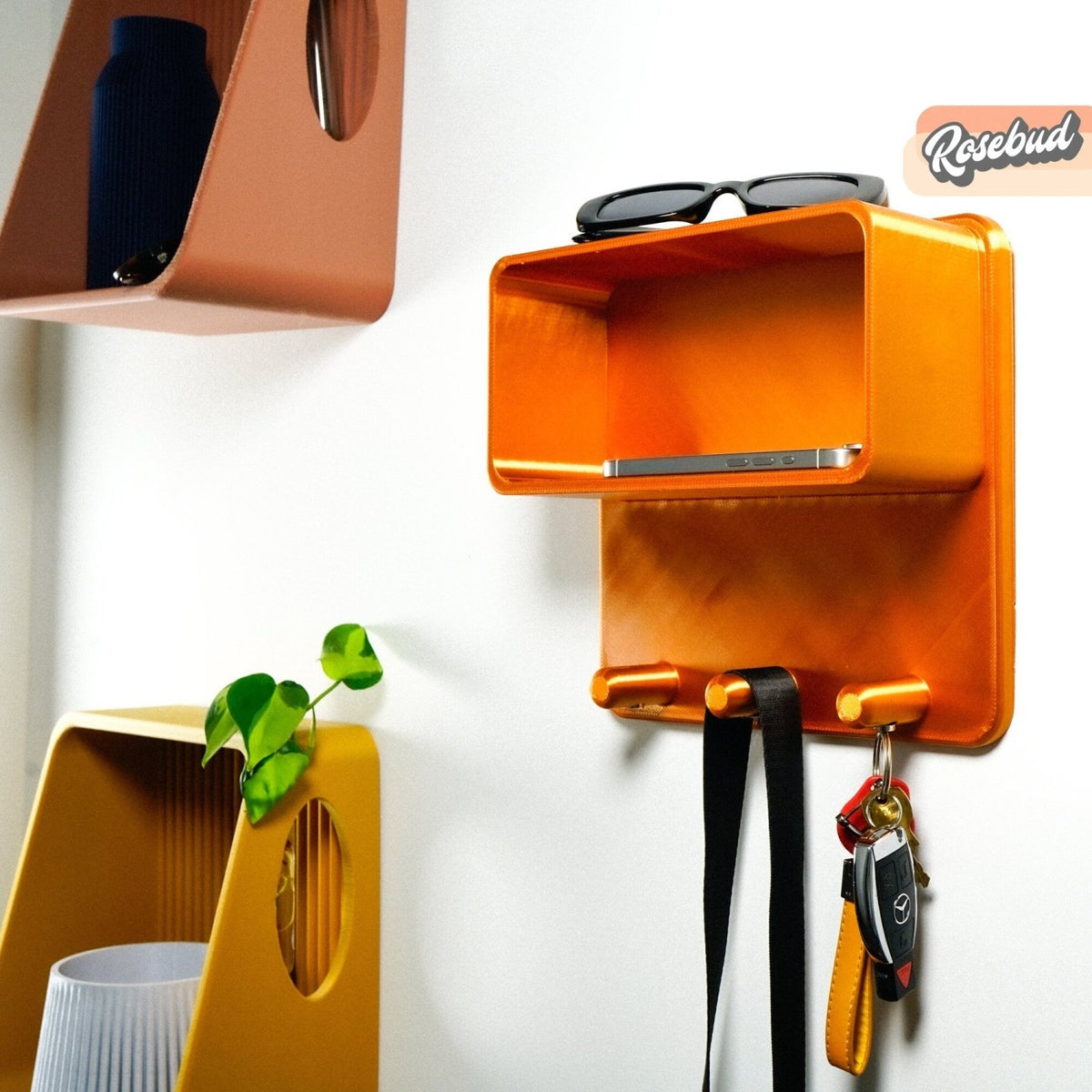 Floating Wall Shelf, Magnetic Key Holder - Poppy & Vine