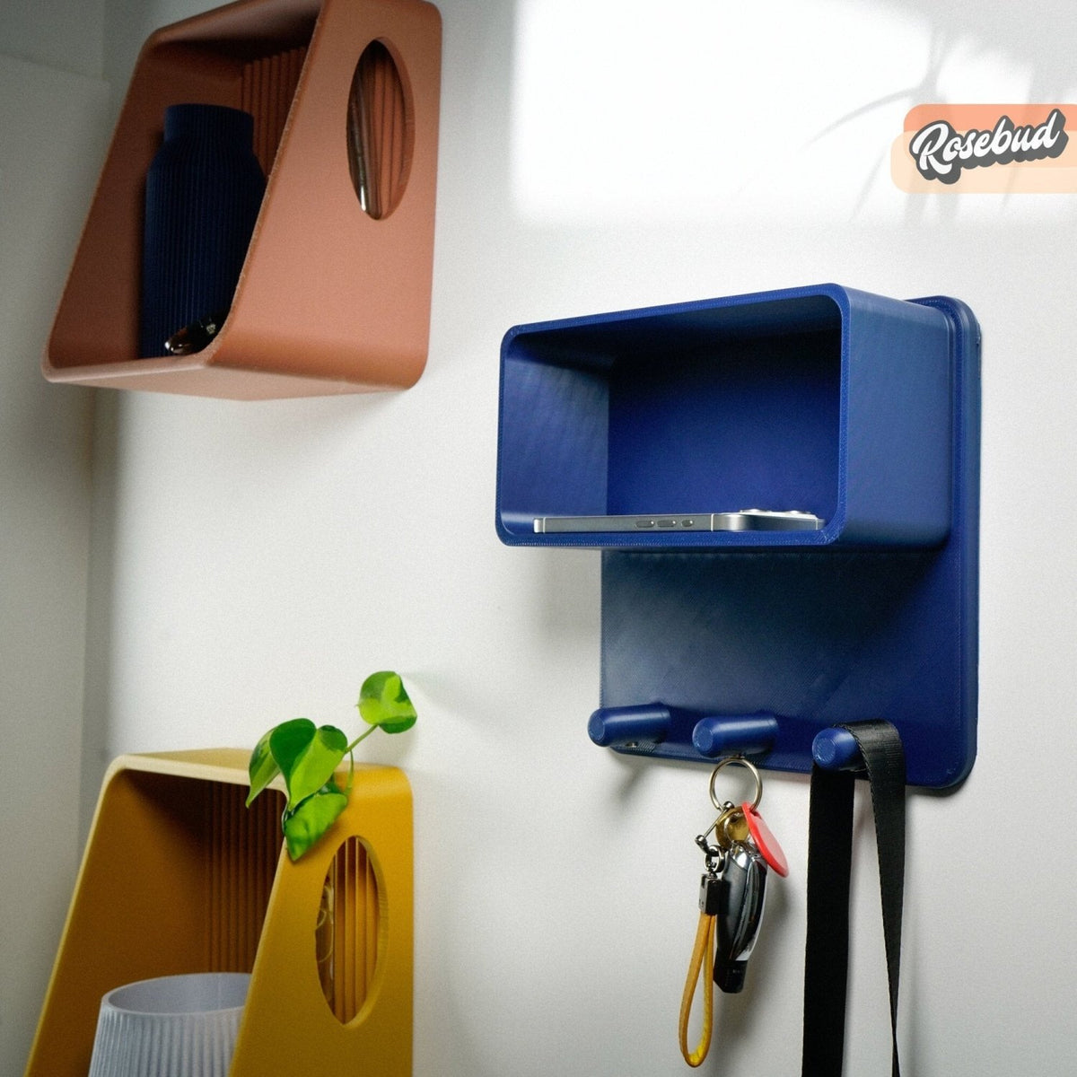 Floating Wall Shelf, Magnetic Key Holder - Poppy & Vine