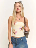 Floral Sequin Embroidered Tube Top - Poppy & Vine
