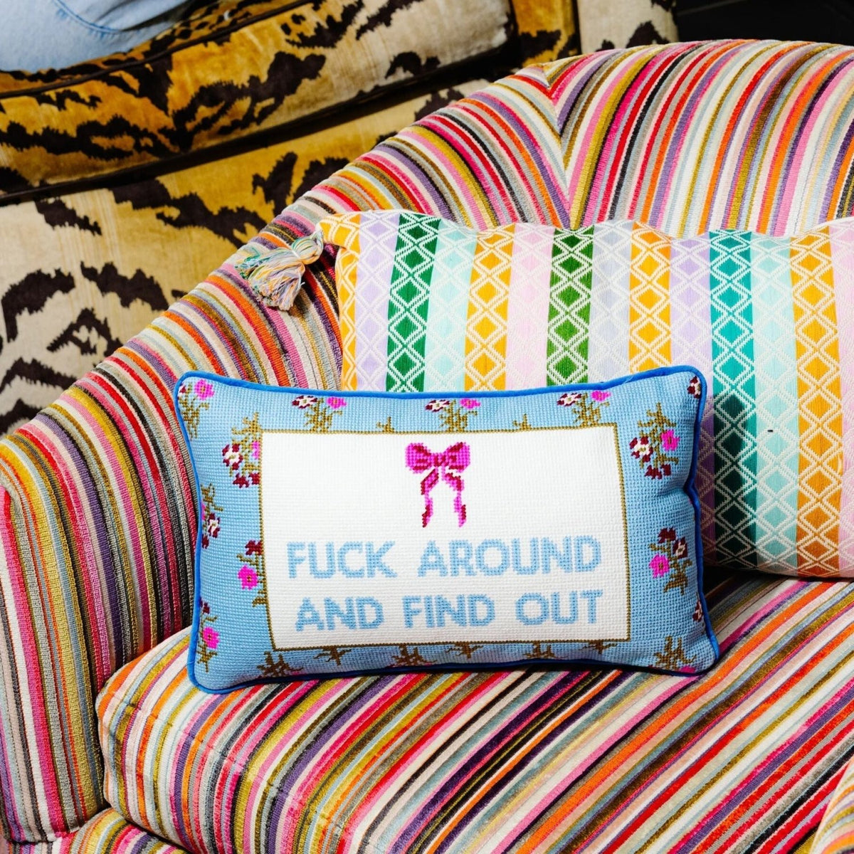 Fuck Around Needlepoint Pillow - Poppy & Vine