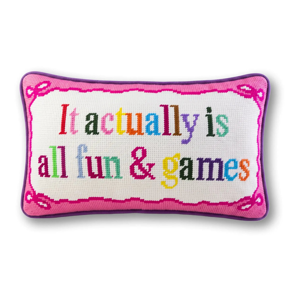 Fun And Games Needlepoint Pillow - Poppy & Vine
