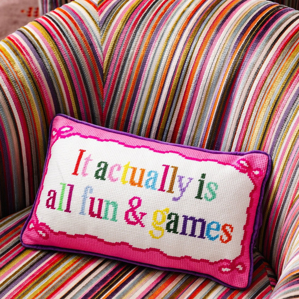 Fun And Games Needlepoint Pillow - Poppy & Vine