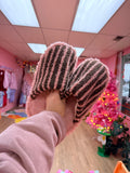 Fuzzy Striped Pink and Brown Slippers - Poppy & Vine