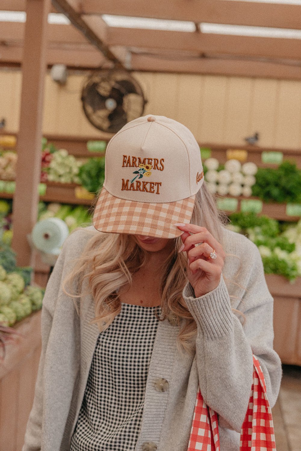 GINGHAM FARMERS MARKET TRUCKER HAT - Poppy & Vine