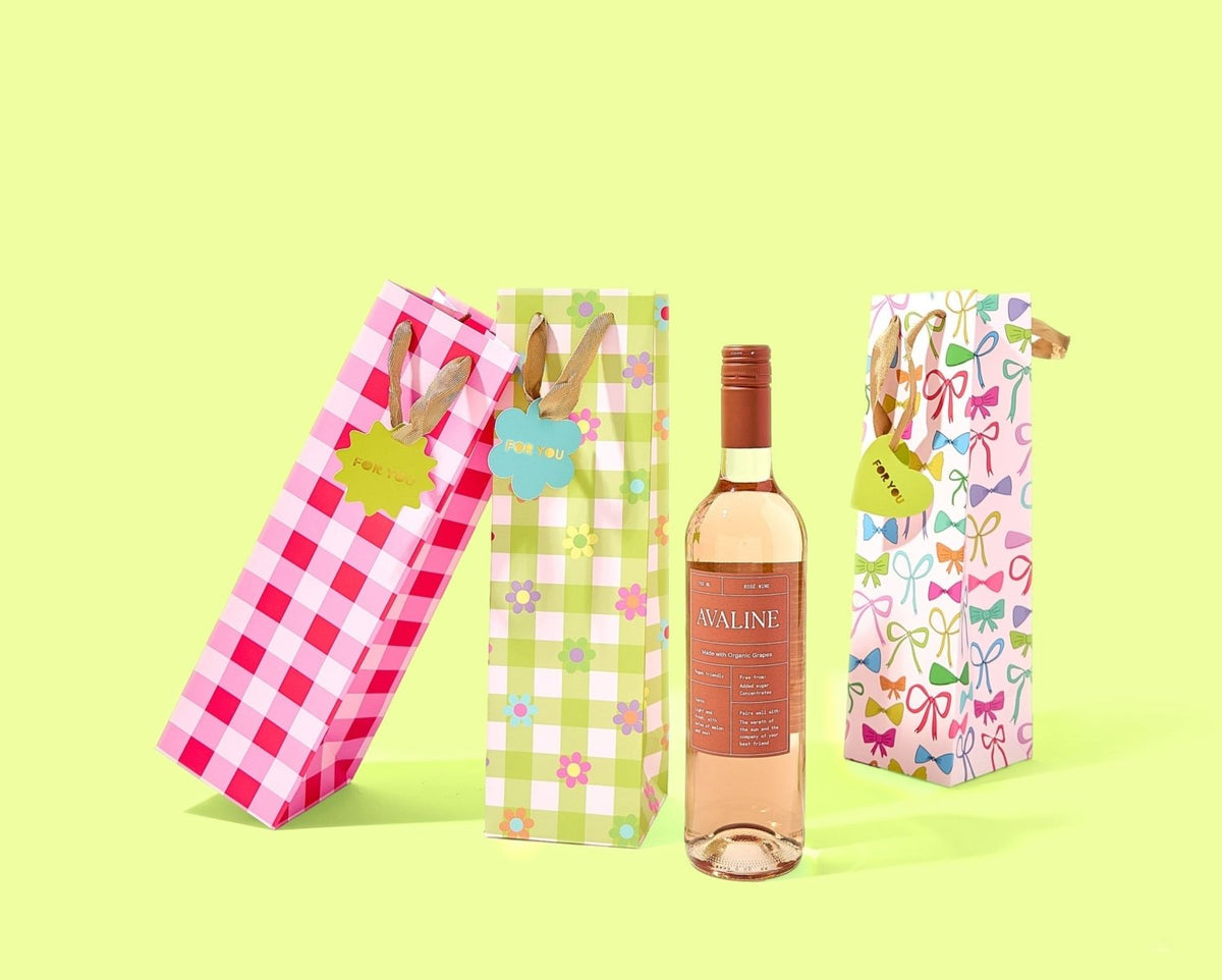Gingham Flowers Gift Bags (3 sizes) - Poppy & Vine
