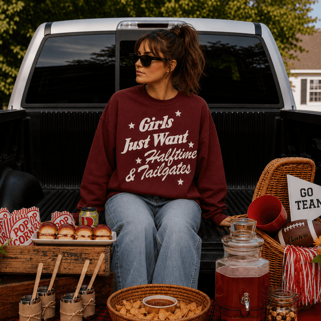 Girls Just Want Halftime & Tailgates Crewneck Sweatshirt - Poppy & Vine