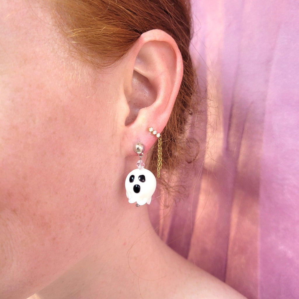 Glass Beaded Ghost Earrings - Poppy & Vine