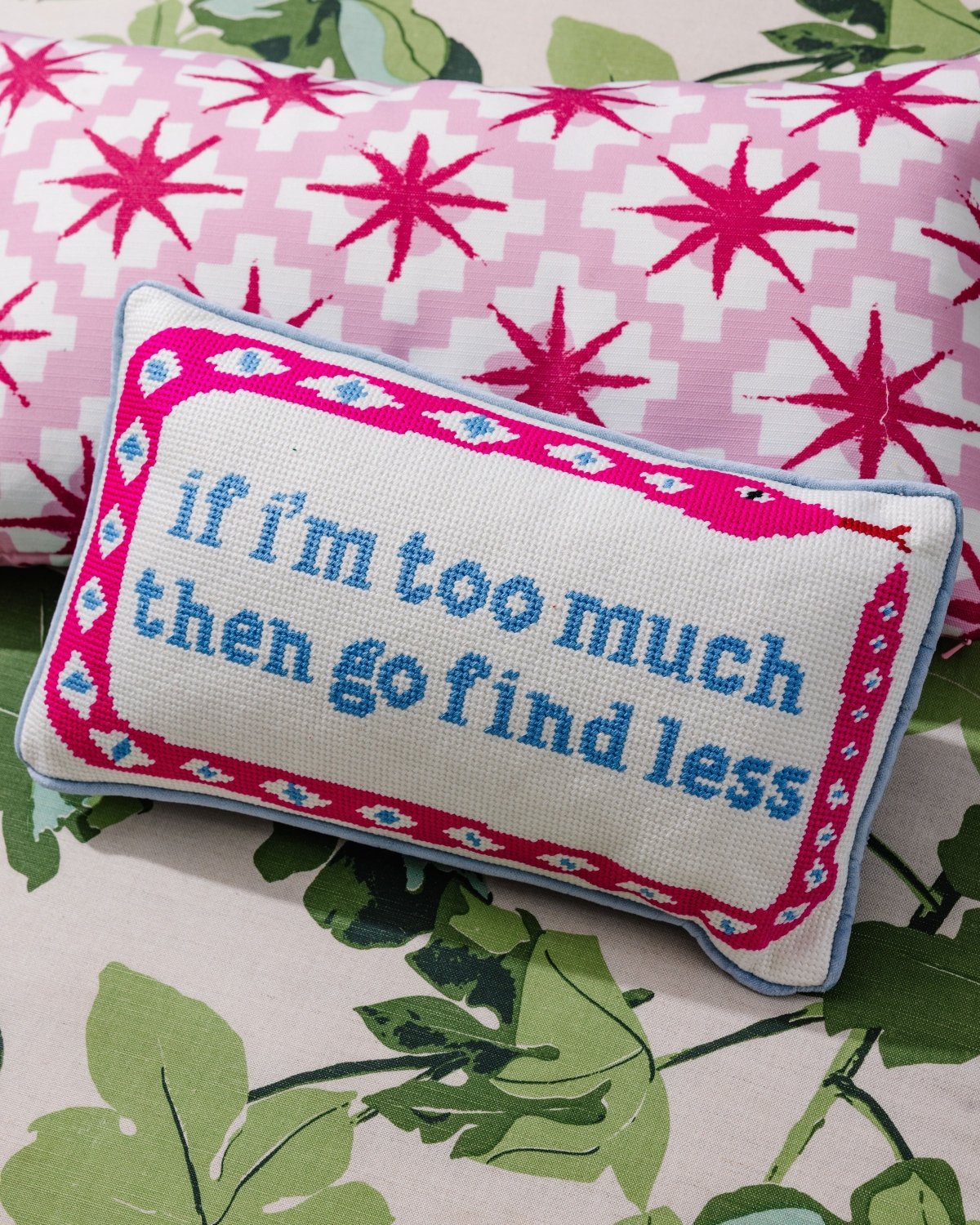 Go Find Less Needlepoint Pillow - Poppy & Vine